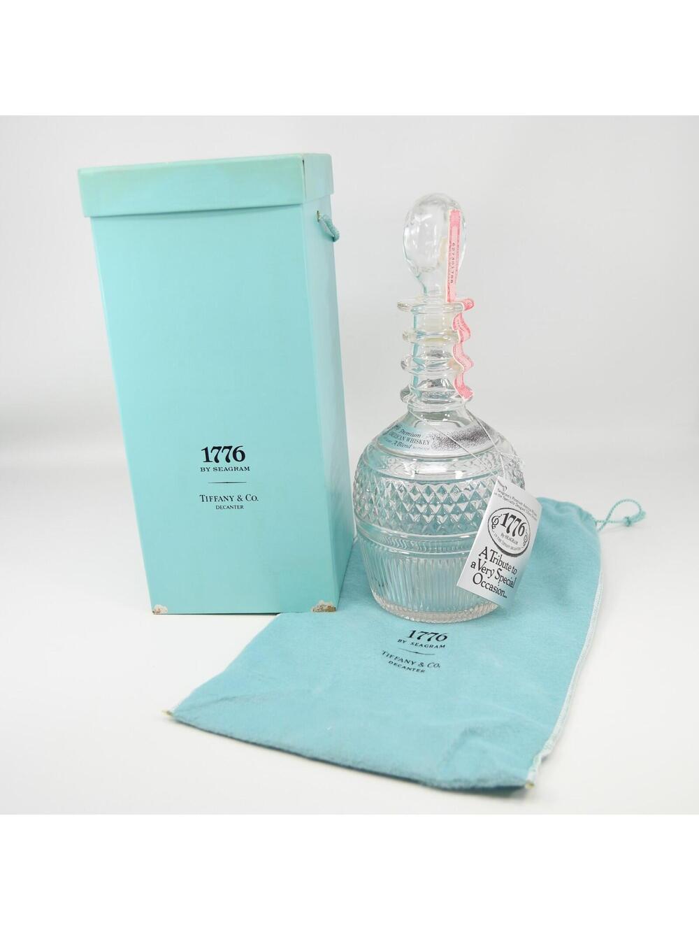 Tiffany & Co 1776 Seagrams Decanter Clear Glass Box Bag Tag Stopper 10.5" Vtg
